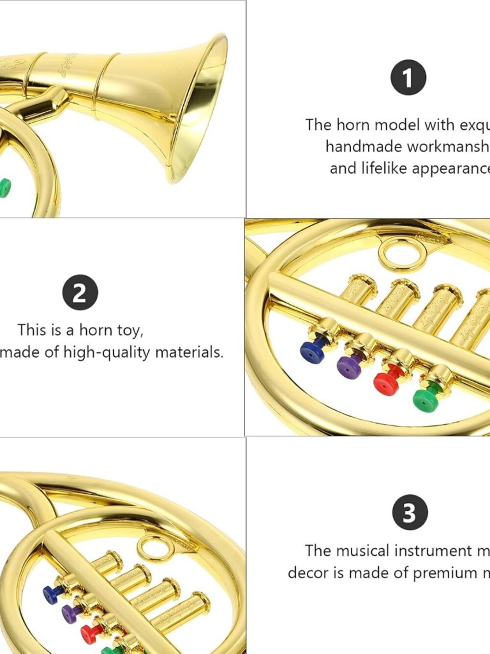 Simulated French Horn 4-Tone Trumpet Music Instrument Model 14.96In Performance - Picture 4 of 8